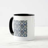 dunkelblaues Damastmuster Tasse (Vorderseite Links)
