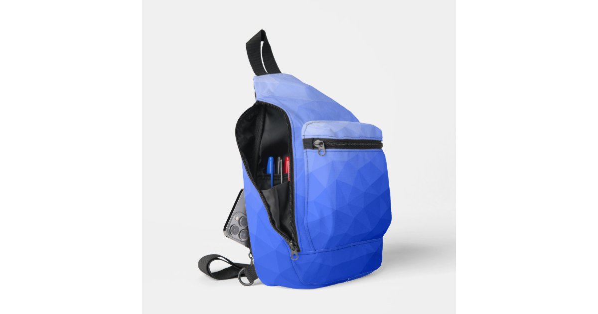 Dunkelblaues Gefälle geometrisches Maschenmuster Crossbody Bag Zazzle.de
