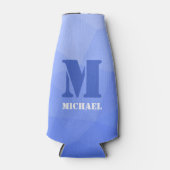 Dunkelblaues geometrisches Maschenmuster Monogram Flaschenkühler (Vorderseite)