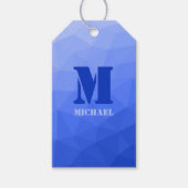 Dunkelblaues geometrisches Maschenmuster Monogram Geschenkanhänger (Vorderseite)