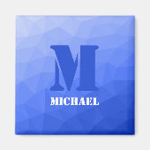 Dunkelblaues geometrisches Maschenmuster Monogram Magnet (Vorne)