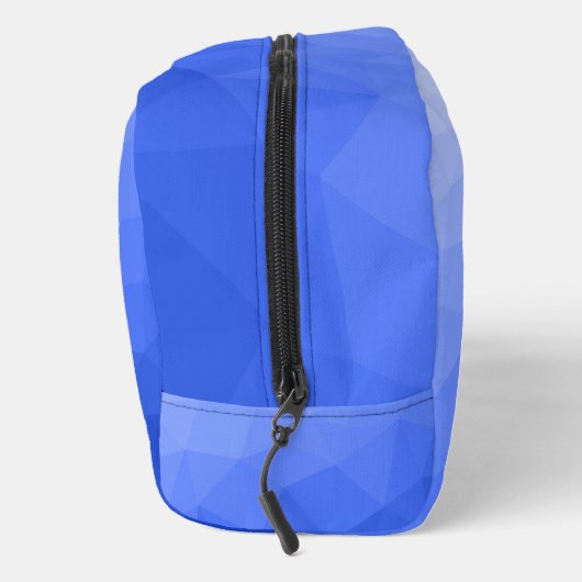 Dunkelblaues geometrisches Maschenmuster Monogram Waschbeutel (Rechts)