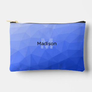 Dunkelblaues geometrisches Maschenmuster Monogram Zubehörtasche