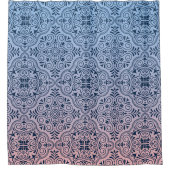 Dunkelblaues geometrisches Muster auf rosa und bla Duschvorhang (Vorderseite)