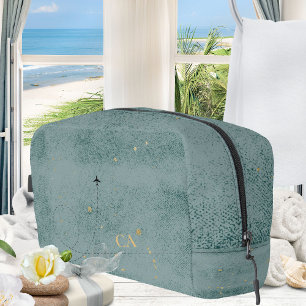 Dunkelblaues Gold der Wanderlust Monogram Waschbeutel