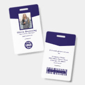 Dunkelblaues ID-Foto-Logo und Strichcode Beruflich Ausweis (Vorder- & Rückseite)
