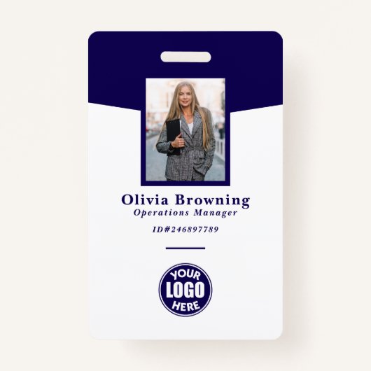 Dunkelblaues ID-Foto-Logo und Strichcode Beruflich Ausweis (Vorderseite)