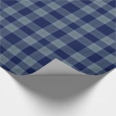 Dunkelblaues Kariertes Wrapping Paper Geschenkpapier (Ecke)