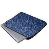 Dunkelblaues Ledermuster Laptopschutzhülle (Vorne Knopf)