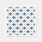 Dunkelblaues Lilie-Muster auf weißem Hintergrund Serviette (Vorderseite)