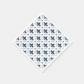 Dunkelblaues Lilie-Muster auf weißem Hintergrund Serviette (Ecke)