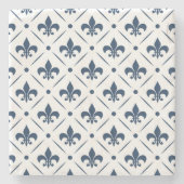 Dunkelblaues Lilie-Muster auf weißem Hintergrund Steinuntersetzer (Vorderseite)