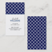 Dunkelblaues marrokanisches Quatrefolienmuster Visitenkarte (Vorne/Hinten)