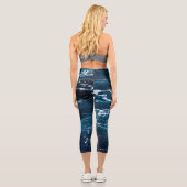 Dunkelblaues Meerwasser aus Schwerschaum Capri Leggings (Rückseite)