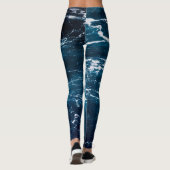 Dunkelblaues Meerwasser aus Schwerschaum Leggings (Rückseite)
