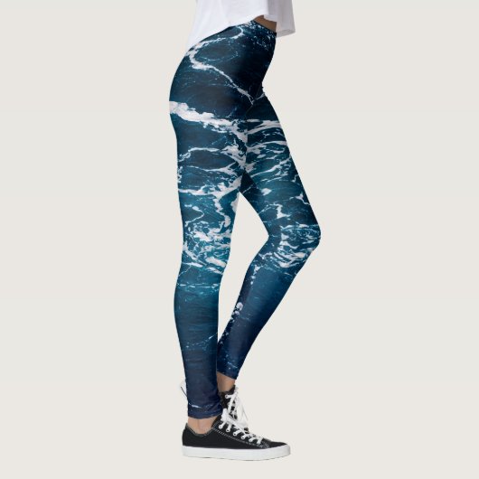Dunkelblaues Meerwasser aus Schwerschaum Leggings (Rechts)