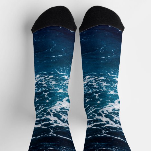 Dunkelblaues Meerwasser aus Schwerschaum Socken (Oben)