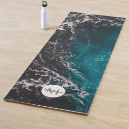 Dunkelblaues Meerwasser Monogram Yogamatte