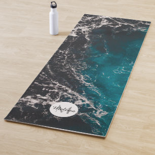 Dunkelblaues Meerwasser Monogram Yogamatte