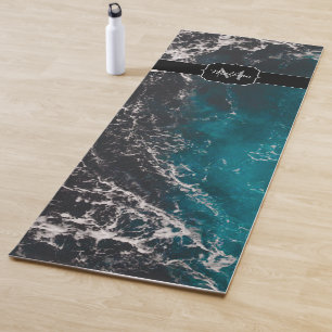 Dunkelblaues Meerwasser Monogram Yogamatte