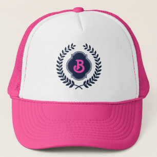 Dunkelblaues monogrammiertes Abzeichen Truckerkappe