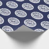 dunkelblaues Papier für mehrsprachige Friedenswort Geschenkpapier (Ecke)