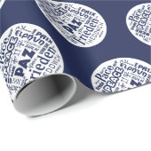 dunkelblaues Papier für mehrsprachige Friedenswort Geschenkpapier (Rolleneckpunkt)