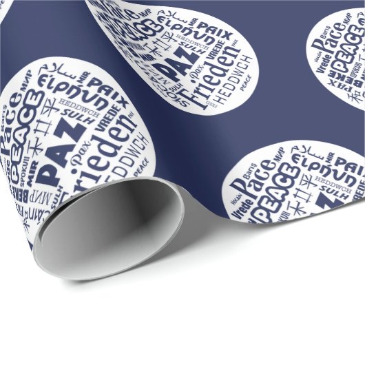 dunkelblaues Papier für mehrsprachige Friedenswort Geschenkpapier (Rolleneckpunkt)