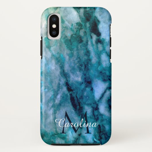 Dunkelblaues personalisiertes Marmorierungmit Case-Mate iPhone Hülle (Rückseite)