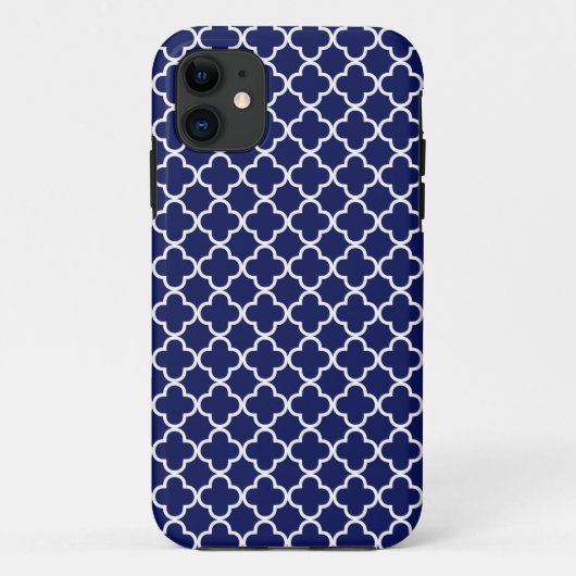 Dunkelblaues Quatrefoil Muster Case-Mate iPhone Hülle (Rückseite)