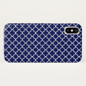 Dunkelblaues Quatrefolienmuster Case-Mate iPhone Hülle (Rückseite (Horizontal))