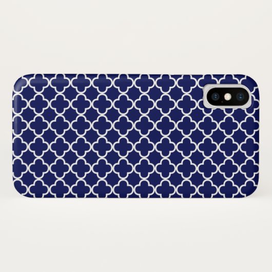 Dunkelblaues Quatrefolienmuster Case-Mate iPhone Hülle (Rückseite (Horizontal))