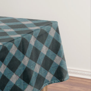 Dunkelblaues Quertartan-kariert- und hellgraues Re Tischdecke