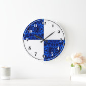 Dunkelblaues Satinmuster - Trend Große Wanduhr (Zuhause)