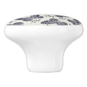 Dunkelblaues Schmetterlingsmuster auf grauem Hinte Keramikknauf (Seitenansicht)