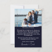 Dunkelblaues Schwarzes Foto Hochzeit Danke Karte (Rückseite)