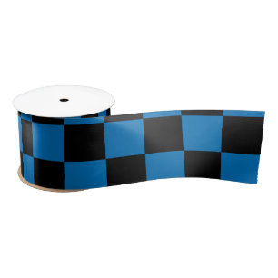 Dunkelblaues schwarzes Schachbrett Satinband