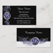 Dunkelblaues, Schwarzweiss-abstraktes Visitenkarte (Vorne/Hinten)