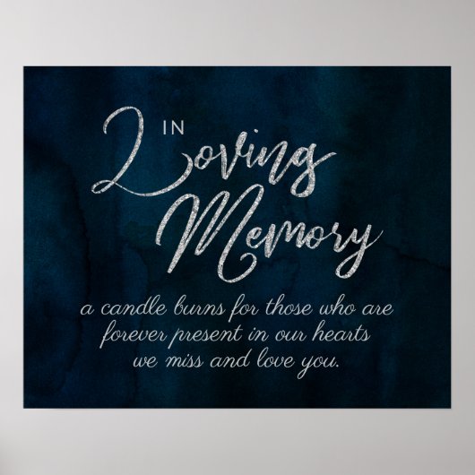 Dunkelblaues Silber für das Liebesgedächtnis Poster (Vorne)