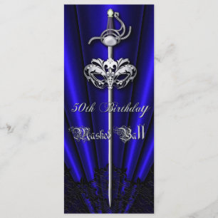 Dunkelblaues Spitze-Maskerade-Silber-50. Einladung