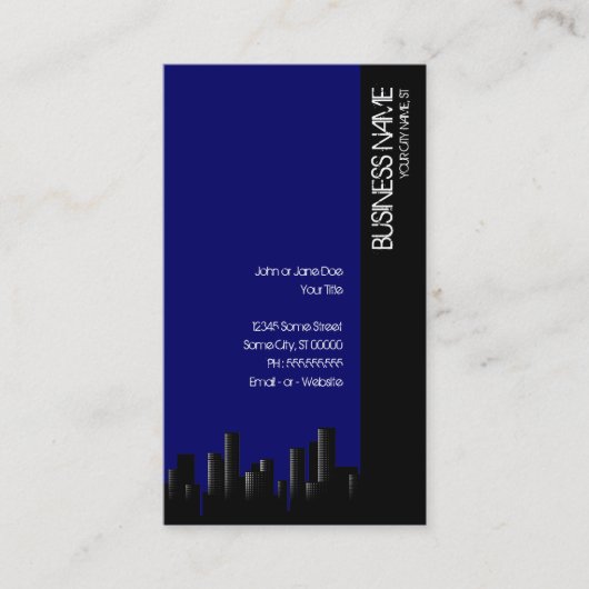 dunkelblaues Stadtbild Visitenkarte (Vorderseite)