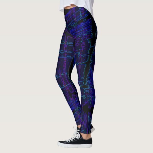 Dunkelblaues Streifen Leggings (Links)