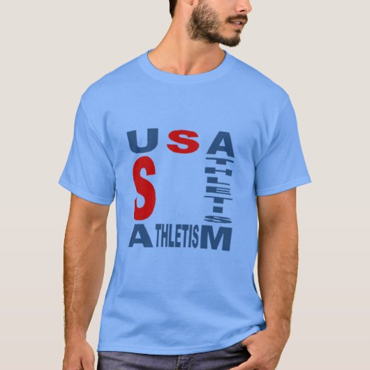 Dunkelblaues T-Shirt USA ATHLETISM (Vorderseite)