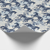 Dunkelblaues Toilpferd nahtlos Geschenkpapier (Ecke)