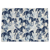 Dunkelblaues Toilpferd nahtlos Große Geschenktüte (Vorderseite)