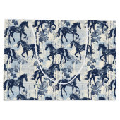 Dunkelblaues Toilpferd nahtlos Große Geschenktüte (Rückseite)