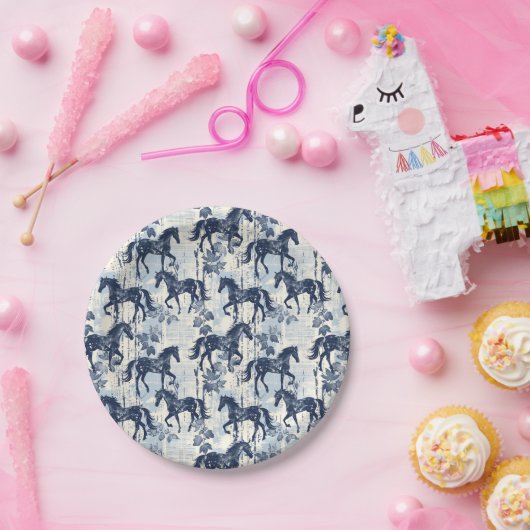 Dunkelblaues Toilpferd nahtlos Pappteller (Party)