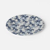 Dunkelblaues Toilpferd nahtlos Pappteller (Schrägansicht)