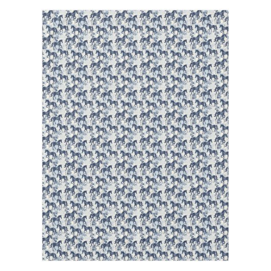 Dunkelblaues Toilpferd nahtlos Tischdecke (Vorderseite)