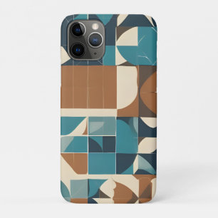 Dunkelblaues, Türkis, Braun und Beiges geometrisch Case-Mate iPhone Hülle